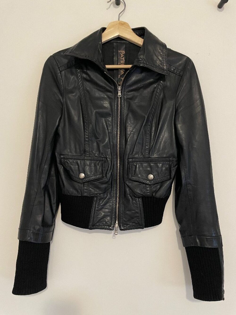 Patrizia Pepe Black Leather Jacket – Size 42 (S)